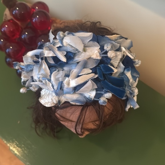 Vintage blue and white flowers. Hat. main image 6